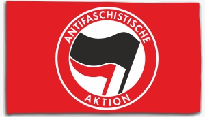 Fahne / Flagge (ca. 150x100cm): Antifaschistische Aktion (rot, schwarz/rot)