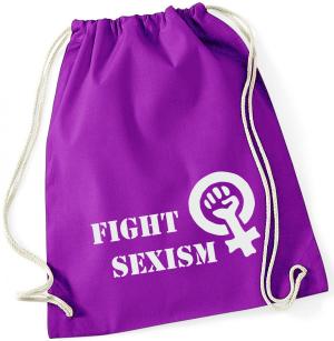 Sportbeutel: Fight Sexism (weiß/lila)