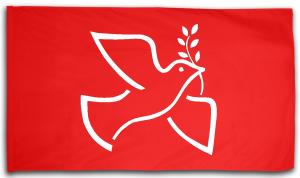 Friedenstaube mit Zweig (rot) (Fahne / Flagge (ca. 150x100cm),  linkefahnen.de, Frieden / Antirassismus, Fahnen (150x100cm), Fahnen,  Accessoires)