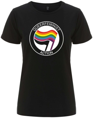 tailliertes Fairtrade T-Shirt: Queerfeminist Action