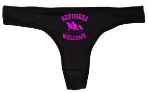 Frauen Stringtanga: Refugees welcome (pink)