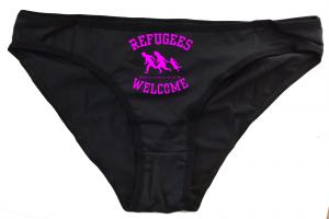 Frauen Slip: Refugees welcome (pink)