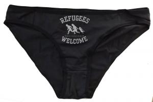 Frauen Slip: Refugees welcome (schwarz/grauer Druck)