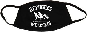 Mundmaske: Refugees welcome (weiß)