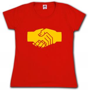 tailliertes T-Shirt: Sozialistischer Handschlag