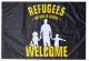 Zur Artikelseite von "Refugees Welcome - schwarz", Fahne / Flagge (ca. 150x100cm) für 25,00 €