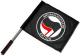 Zum/zur  Fahne / Flagge (ca. 40x35cm) "Antifaschistische Aktion (schwarz/rot)" für 15,00 € gehen.