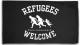 Zur Fahne / Flagge (ca. 150x100cm) "Refugees welcome (weiß)" für 25,00 € gehen.