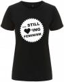 Zum tailliertes Fairtrade T-Shirt "... still loving feminism" für 18,10 € gehen.