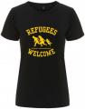 Zur Artikelseite von "Refugees welcome", tailliertes Fairtrade T-Shirt für 18,10 €