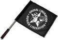 Zum/zur  Fahne / Flagge (ca. 40x35cm) "Animal Liberation - Human Liberation (mit Stern)" für 15,00 € gehen.
