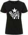 Zum tailliertes Fairtrade T-Shirt "Fist and Star" für 18,10 € gehen.