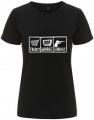 Zum tailliertes Fairtrade T-Shirt "Freiheit - Wahrheit - Sicherheit" für 18,10 € gehen.
