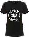 Zum tailliertes Fairtrade T-Shirt "Gegen Nazis (rund)" für 18,10 € gehen.
