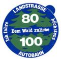 Zum Aufkleber "Ich fahre höchstens 80 Landstraße/ 100 Autobahn. Dem Wald zuliebe" für 1,00 € gehen.