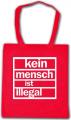 Zur Baumwoll-Tragetasche "Kein Mensch ist Illegal (weiß/rot)" für 8,00 € gehen.