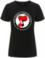Zum tailliertes Fairtrade T-Shirt "love music - hate fascism (Noten)" für 18,10 € gehen.