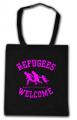 Zur Baumwoll-Tragetasche "Refugees welcome (pink)" für 8,00 € gehen.