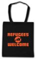 Zur Baumwoll-Tragetasche "Refugees welcome (Quer)" für 8,00 € gehen.