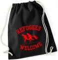 Zum Sportbeutel "Refugees welcome (rot)" für 9,00 € gehen.