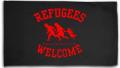 Zur Fahne / Flagge (ca. 150x100cm) "Refugees welcome (rot)" für 25,00 € gehen.