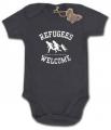 Zum Babybody "Refugees welcome (weiß)" für 9,90 € gehen.