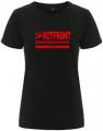 Zum tailliertes Fairtrade T-Shirt "Rotfront - Gemeinsam gegen die Faschisten" für 18,10 € gehen.