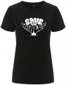 Zum tailliertes Fairtrade T-Shirt "Save the Whales" für 18,10 € gehen.