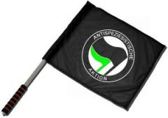 Zum/zur  Fahne / Flagge (ca. 40x35cm) "Antispeziesistische Aktion (schwarz/grün)" für 15,00 € gehen.