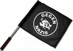 Zum/zur  Fahne / Flagge (ca. 40x35cm) "Gegen Nazis (rund)" für 15,00 € gehen.