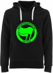 Zum Fairtrade Pullover "Antispeziesistische Aktion (grün/grün)" für 40,00 € gehen.