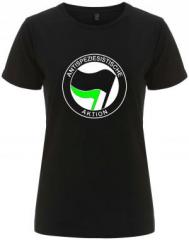 Zum tailliertes Fairtrade T-Shirt "Antispeziesistische Aktion (schwarz/grün)" für 18,10 € gehen.