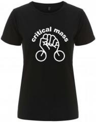 Zum tailliertes Fairtrade T-Shirt "Critical Mass" für 18,10 € gehen.