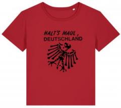 Zum tailliertes Fairtrade T-Shirt "Halt's Maul Deutschland" für 18,10 € gehen.