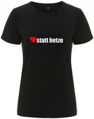 Zum tailliertes Fairtrade T-Shirt "herz statt hetze" für 18,10 € gehen.