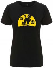 Zum tailliertes Fairtrade T-Shirt "Katze mit A" für 18,10 € gehen.