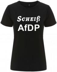 Zum tailliertes Fairtrade T-Shirt "Scheiß AfDP" für 18,10 € gehen.
