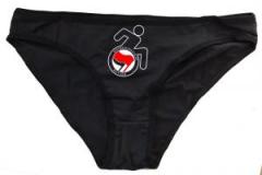 Zum Frauen Slip "RollifahrerIn Antifaschistische Aktion (rot/schwarz)" für 15,00 € gehen.