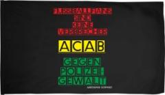 Zur Fahne / Flagge (ca. 150x100cm) "Fussballfans sind keine Verbrecher - ACAB - Gegen Polizeigewalt" für 25,00 € gehen.