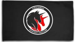 Zur Fahne / Flagge (ca. 150x100cm) "Unicorns against fascism" für 25,00 € gehen.