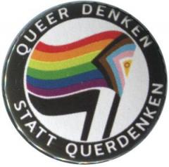 Zum 25mm Button "Queer denken statt Querdenken" für 0,90 € gehen.