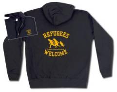 Zur Kapuzen-Jacke "Refugees welcome" für 30,00 € gehen.