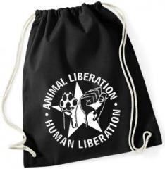 Zum Sportbeutel "Animal Liberation - Human Liberation (mit Stern)" für 9,00 € gehen.