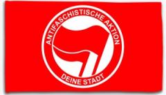 Zur Fahne / Flagge (ca. 150x100cm) "Antifaschistische Aktion (rot/rot) Deine Stadt" für 25,00 € gehen.