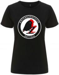 Zum tailliertes Fairtrade T-Shirt "Antifaschistische Aktion - Vögel" für 18,10 € gehen.