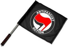 Zum/zur  Fahne / Flagge (ca. 40x35cm) "Antifascist Action (rot/schwarz)" für 15,00 € gehen.