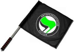 Zum/zur  Fahne / Flagge (ca. 40x35cm) "Antispeziesistische Aktion (grün/schwarz)" für 15,00 € gehen.