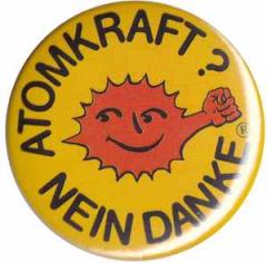 Zum 50mm Magnet-Button "Atomkraft? Nein Danke - mit Faust" für 3,00 € gehen.