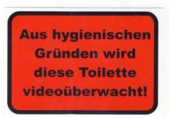Zum Aufkleber "Aus hygienischen Gründen wird diese Toilette videoüberwacht!" für 1,00 € gehen.