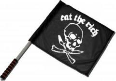 Zum/zur  Fahne / Flagge (ca. 40x35cm) "Eat the rich (Totenkopf)" für 15,00 € gehen.
